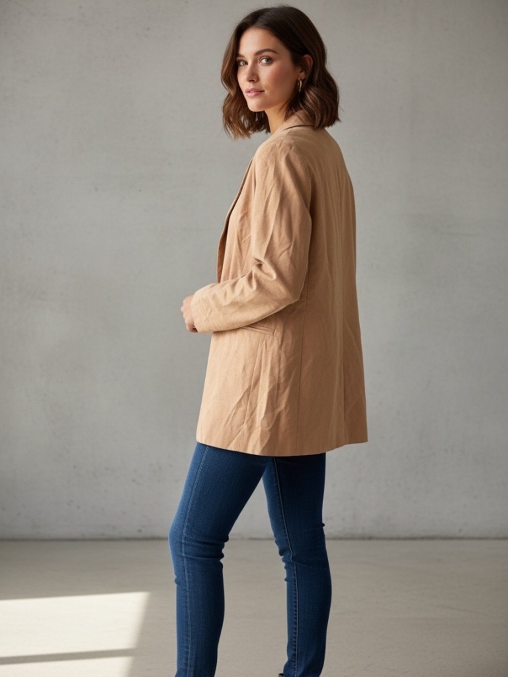Autres Filles Double-Breasted Slouchy Rayon Blend Blazer in Terracotta Size M